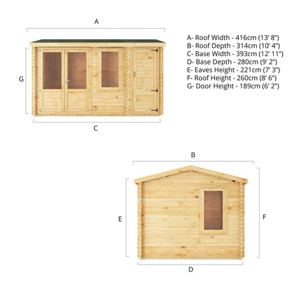 Mercia 4.1m x 3m Home Office Elite With Side Shed - 28mm