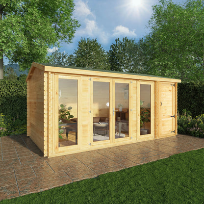 Mercia 5.1m x 3m Home Office Studio With Side Shed - 28mm