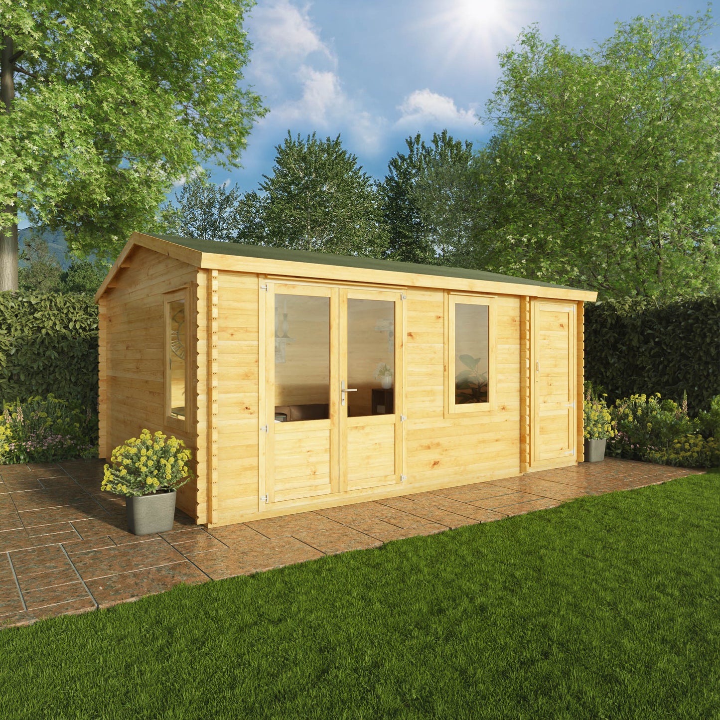 Mercia 5.1m x 4m Home Office Elite With Side Shed - 28mm