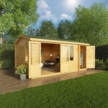 Mercia 5.1m x 4m Home Office Elite With Side Shed - 28mm