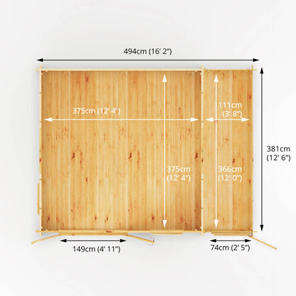 Mercia 5.1m x 4m Home Office Elite With Side Shed - 28mm