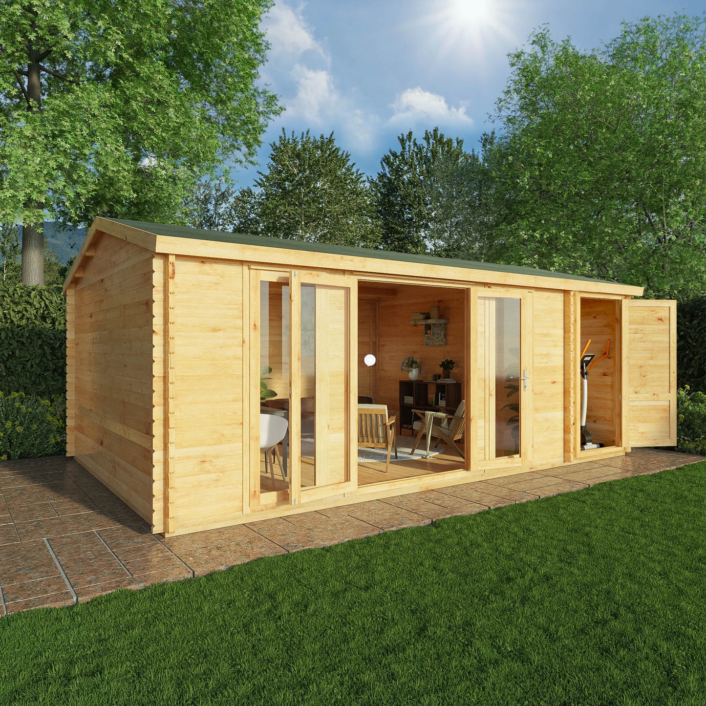 Mercia 6.1m x 4m Home Office Studio With Side Shed - 28mm