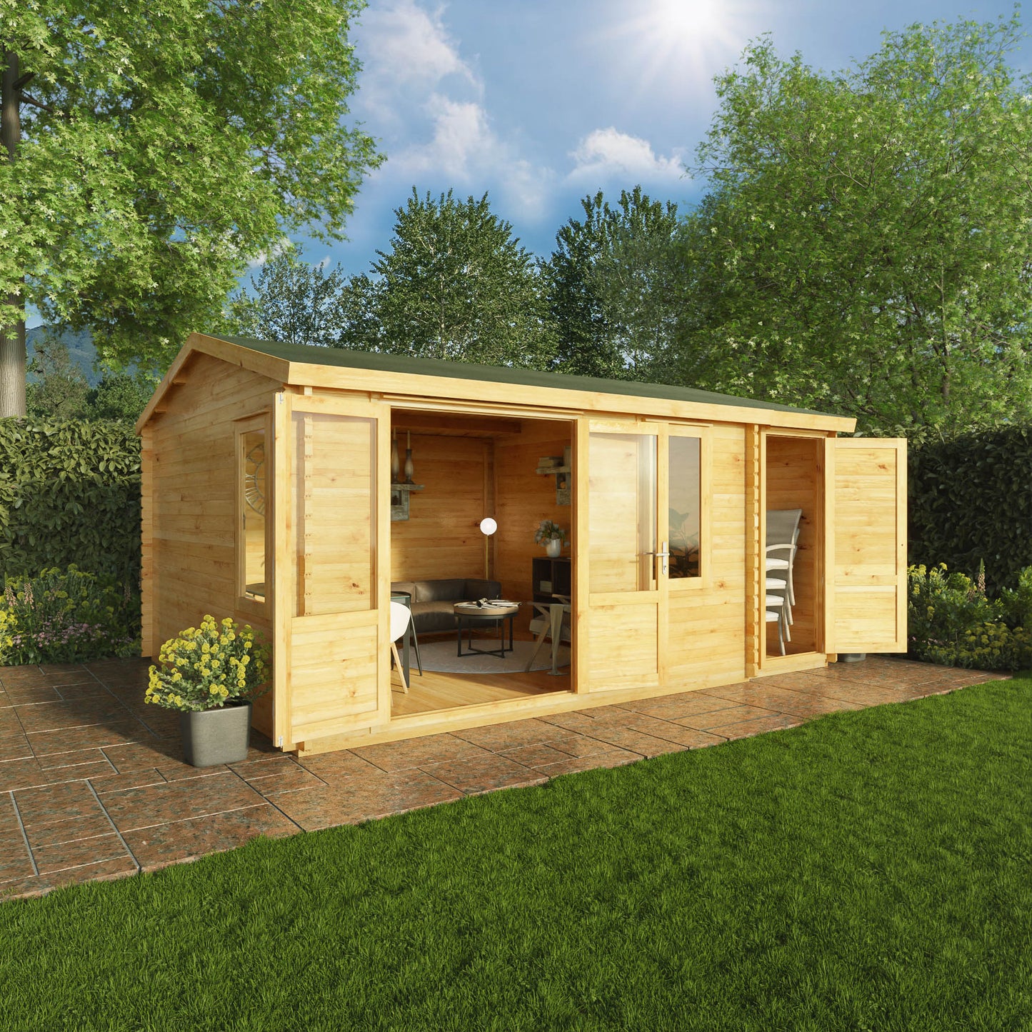 Mercia 5.1m x 4m Home Office Elite With Side Shed - 34mm