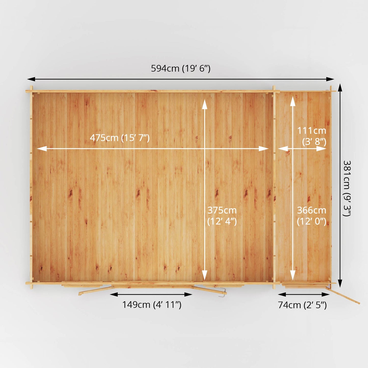 Mercia 6.1m x 4m Home Office Studio With Side Shed - 34mm