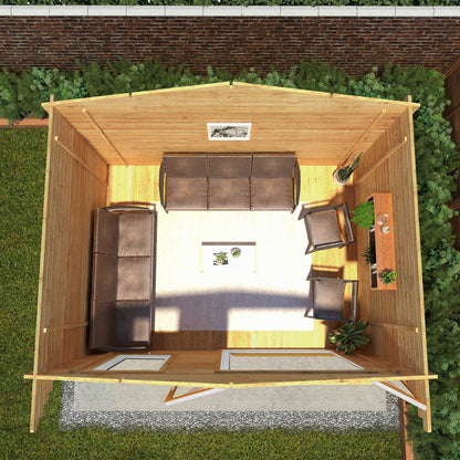 Mercia 4m x 3m Retreat Log Cabin - 44mm (UPVC Windows & Door) - Oak