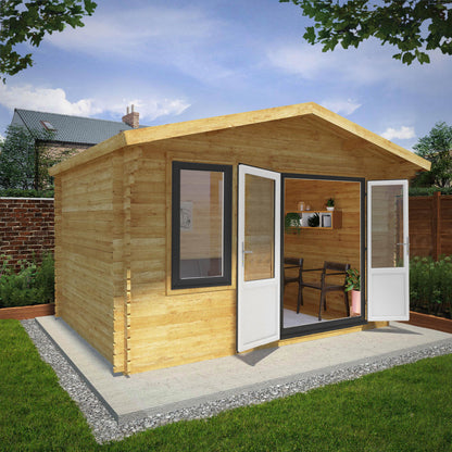Mercia 4m x 3m Retreat Log Cabin - 44mm (UPVC Windows & Door) - Grey