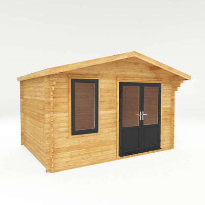 Mercia 4m x 3m Retreat Log Cabin - 44mm (UPVC Windows & Door) - Grey
