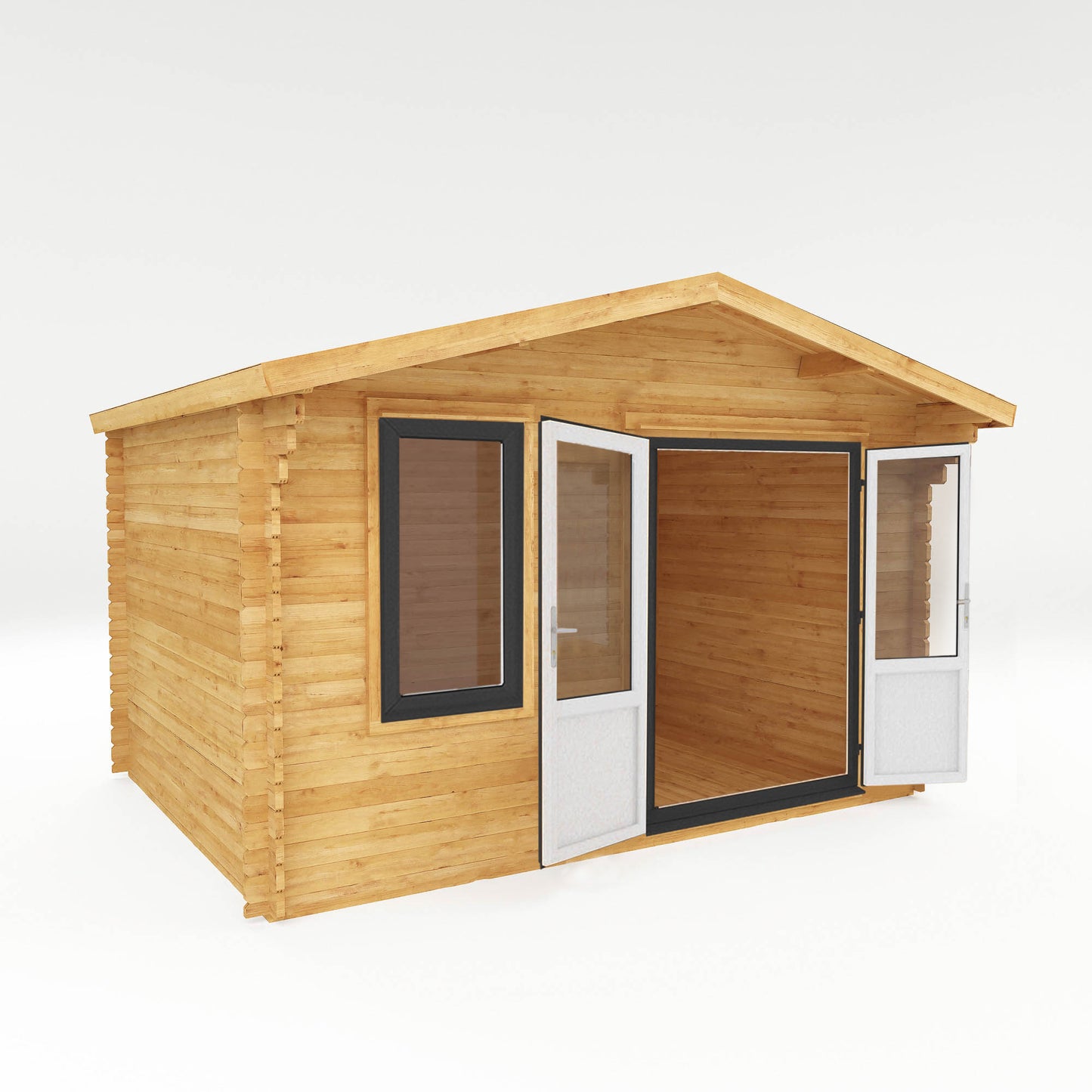 Mercia 4m x 3m Retreat Log Cabin - 44mm (UPVC Windows & Door) - Grey