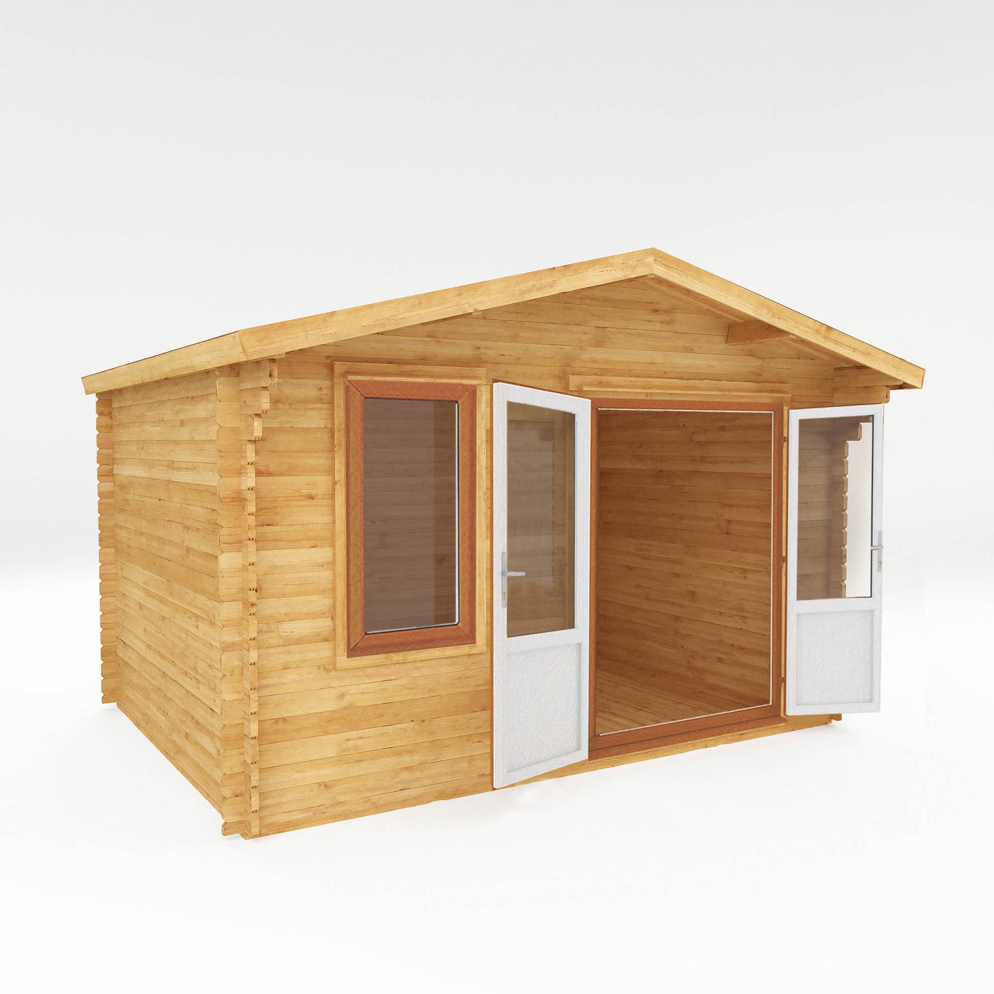 Mercia 4m x 3m Retreat Log Cabin - 44mm (UPVC Windows & Door) - Oak