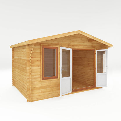 Mercia 4m x 3m Retreat Log Cabin - 44mm (UPVC Windows & Door) - Oak