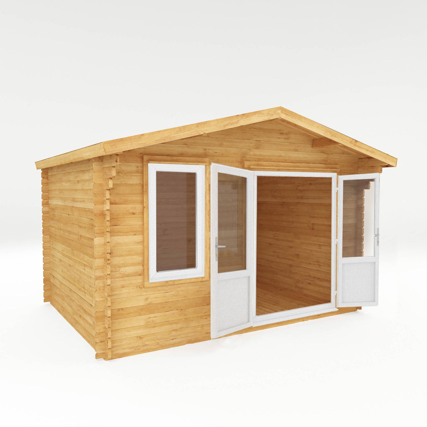 Mercia 4m x 3m Retreat Log Cabin - 44mm (UPVC Windows & Door) - White