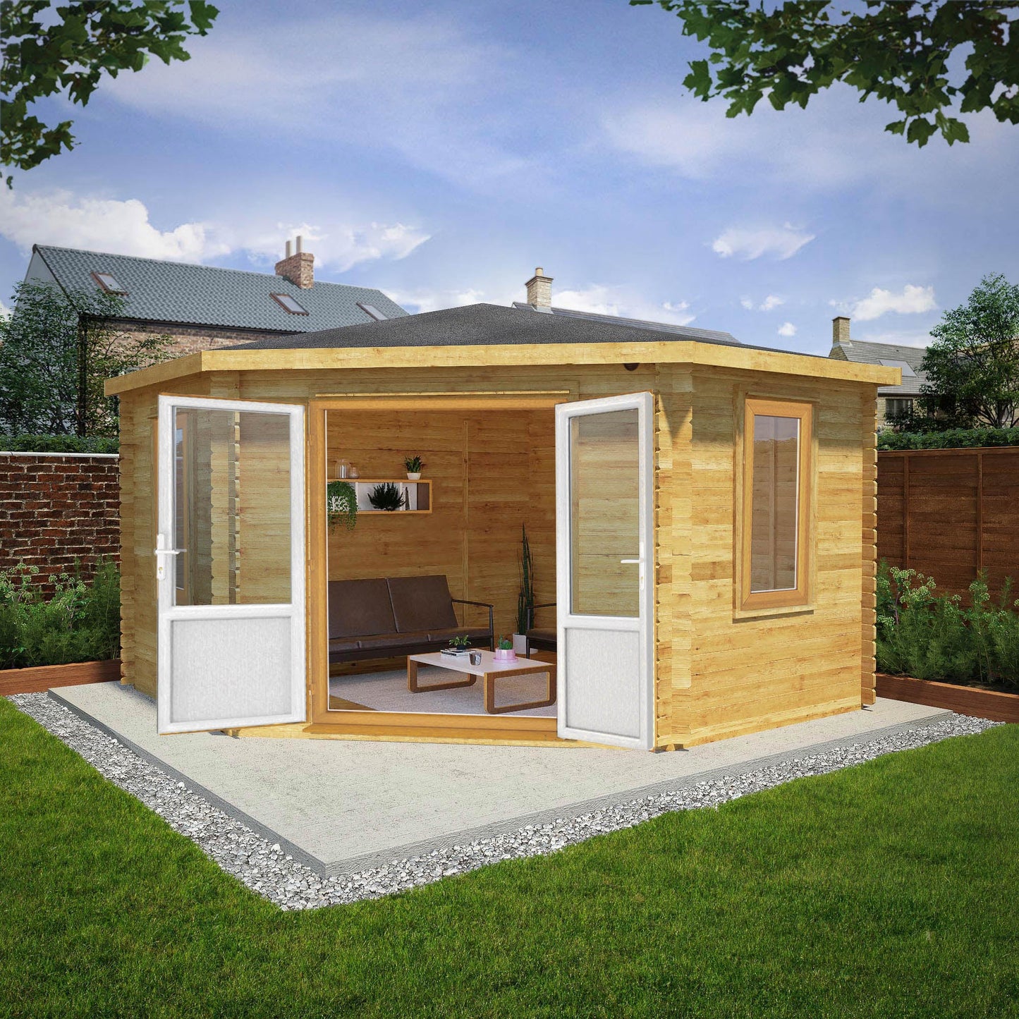 Mercia 4m x 4m Corner Log Cabin - 44mm