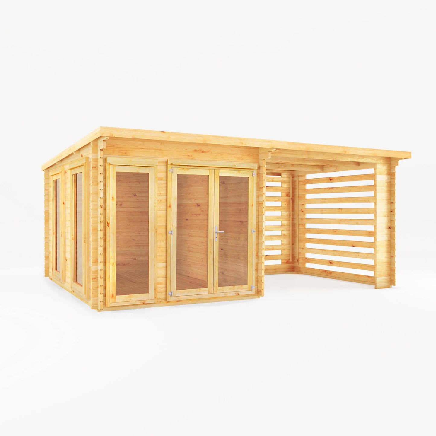 Mercia 6m x 3m Studio Pent Log Cabin With Slatted Area - 44mm