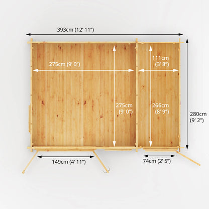 Mercia 4.1m x 3m Home Office Elite With Side Shed - 44mm