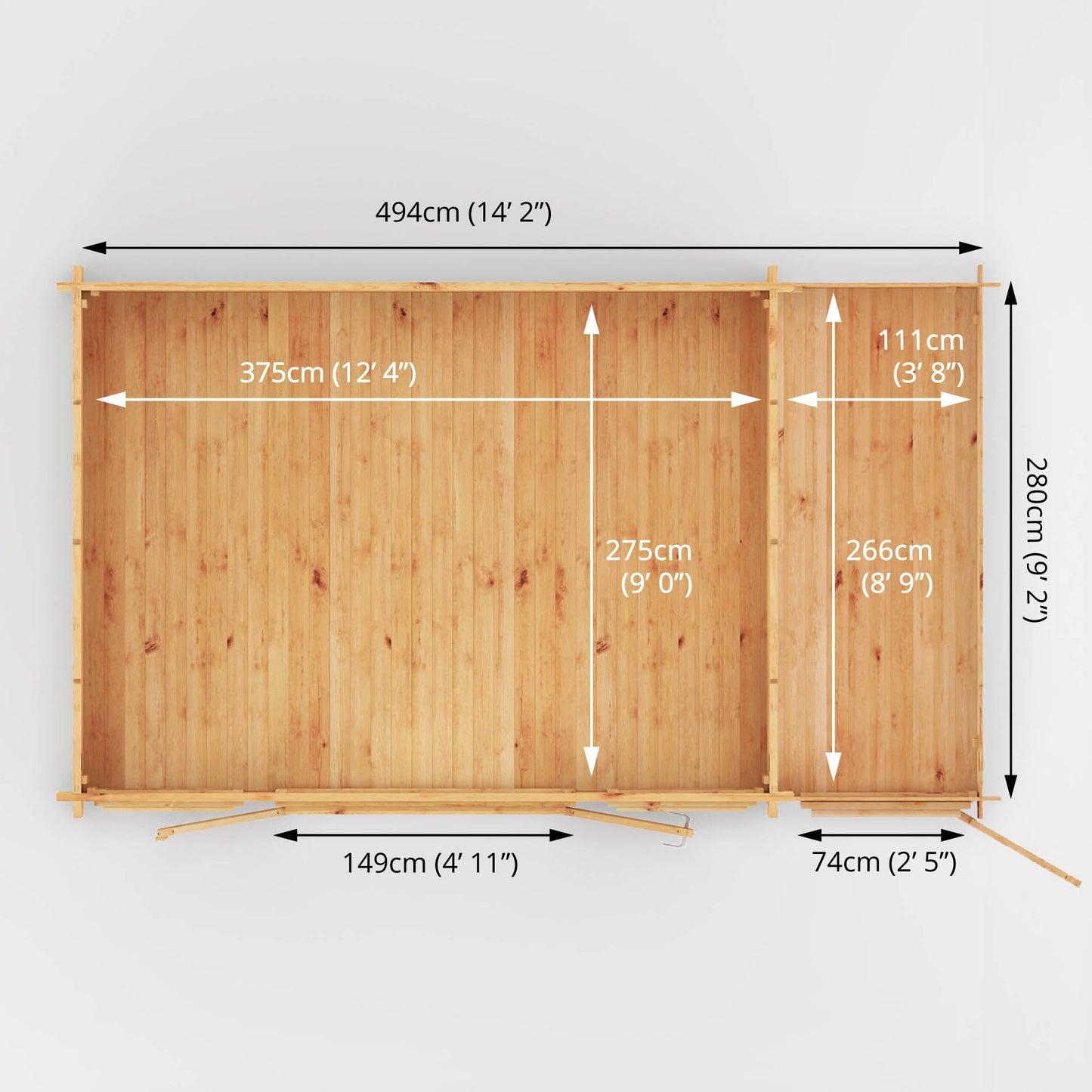 Mercia 5.1m x 3m Home Office Studio With Side Shed - 44mm