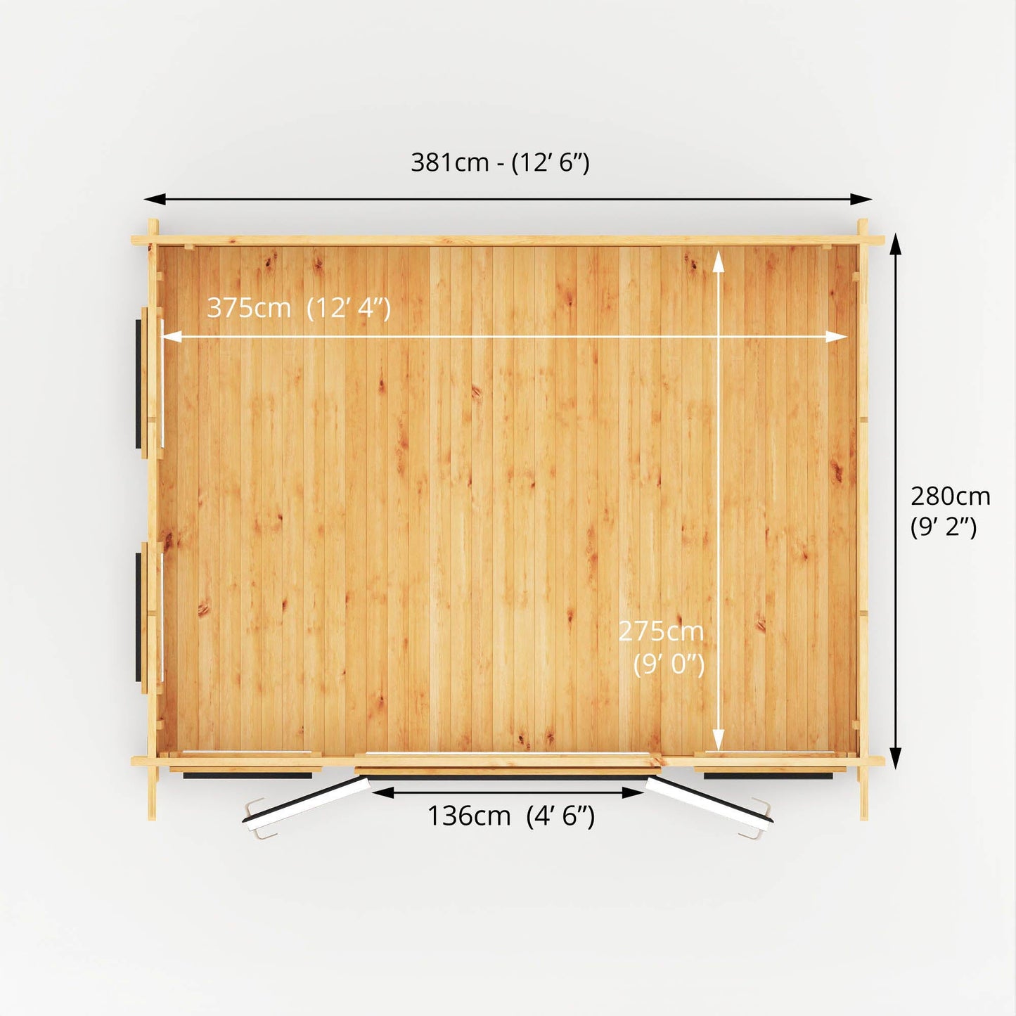 Mercia 4m x 3m Studio Pent Log Cabin - 44mm (UPVC Windows & Door) - Grey