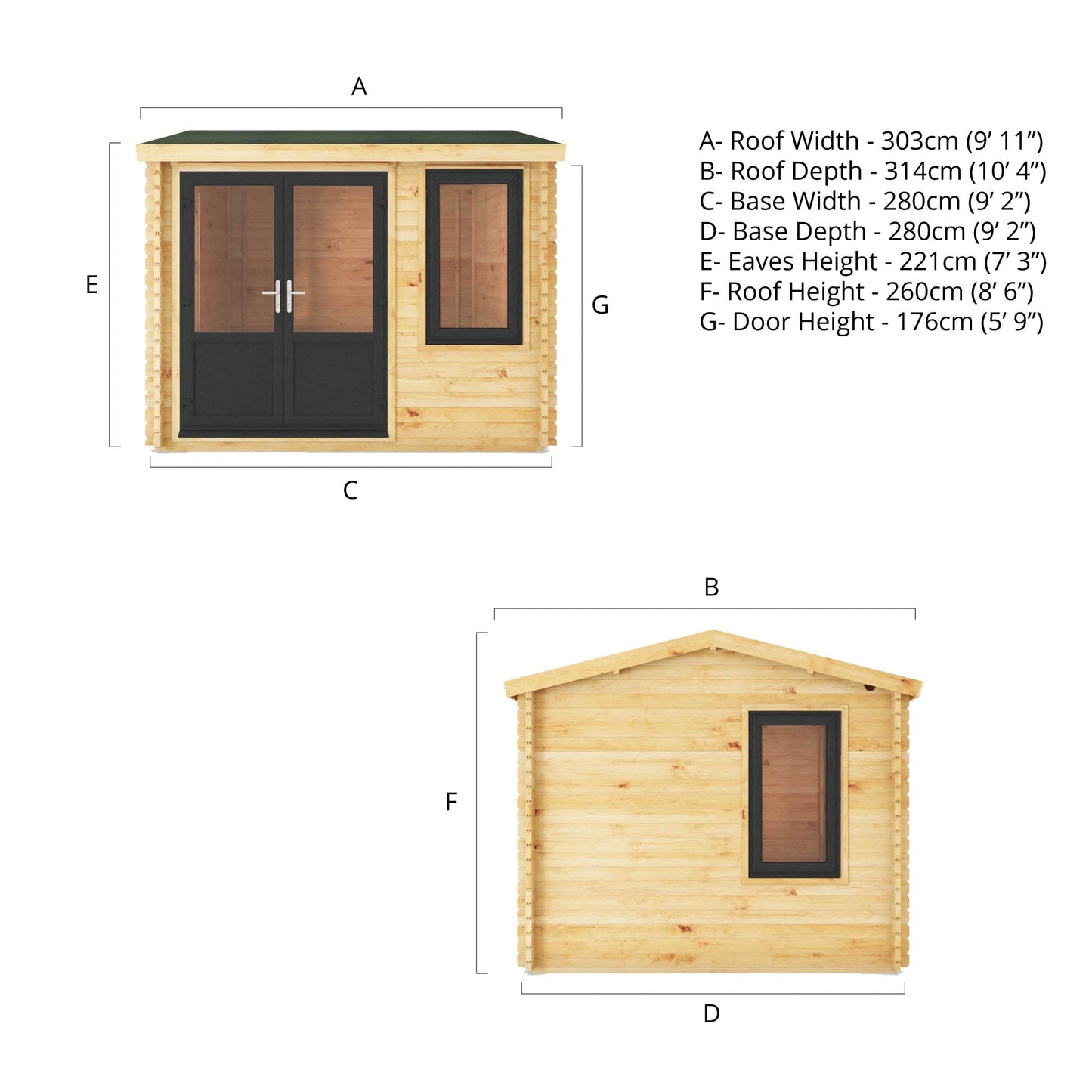 Mercia 3m x 3m Home Office Elite - 44mm (UPVC Windows & Door) - Grey