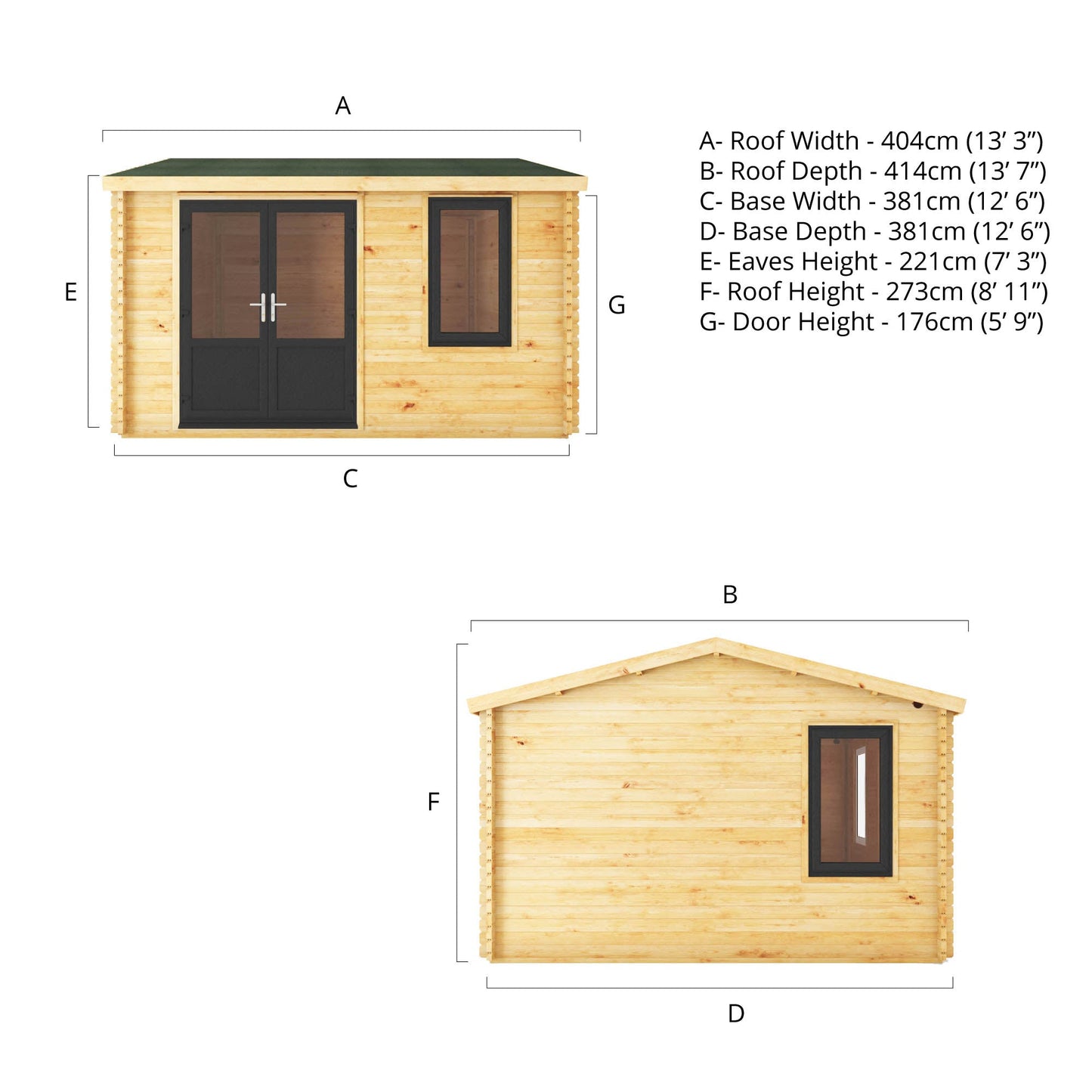 Mercia 4m x 4m Home Office Elite - 44mm (UPVC Windows & Door) - Grey