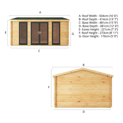 Mercia 5m x 4m Home Office Studio - 44mm  (UPVC Windows & Door) - Grey