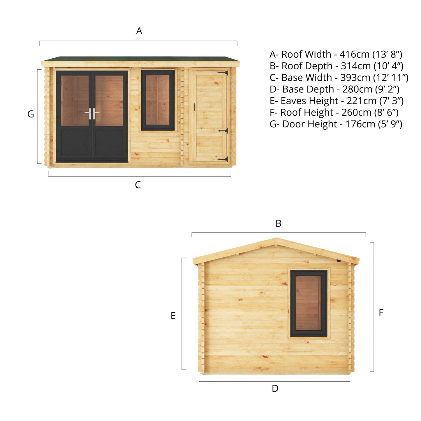 Mercia 4.1m x 3m Home Office Elite - 44mm (UPVC Windows & Door) - White