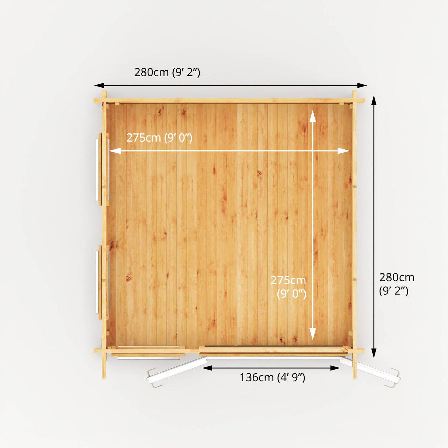 Mercia 3m x 3m Studio Pent Log Cabin - 44mm - (UPVC Windows & Doors) - White