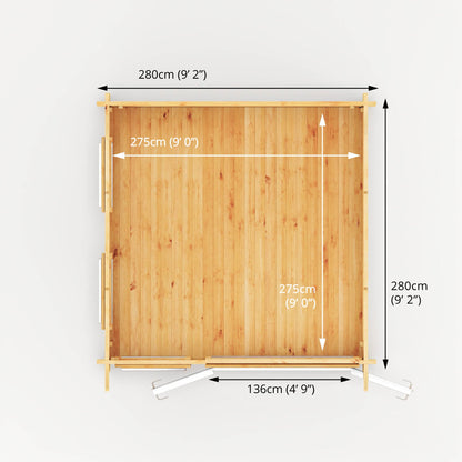 Mercia 3m x 3m Studio Pent Log Cabin - 44mm - (UPVC Windows & Doors) - White