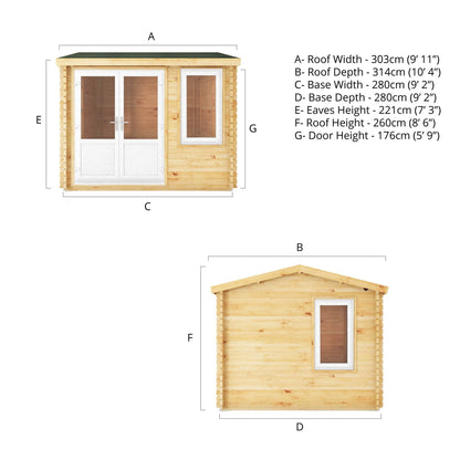 Mercia 3m x 3m Home Office Elite - 44mm (UPVC Windows & Door) - White