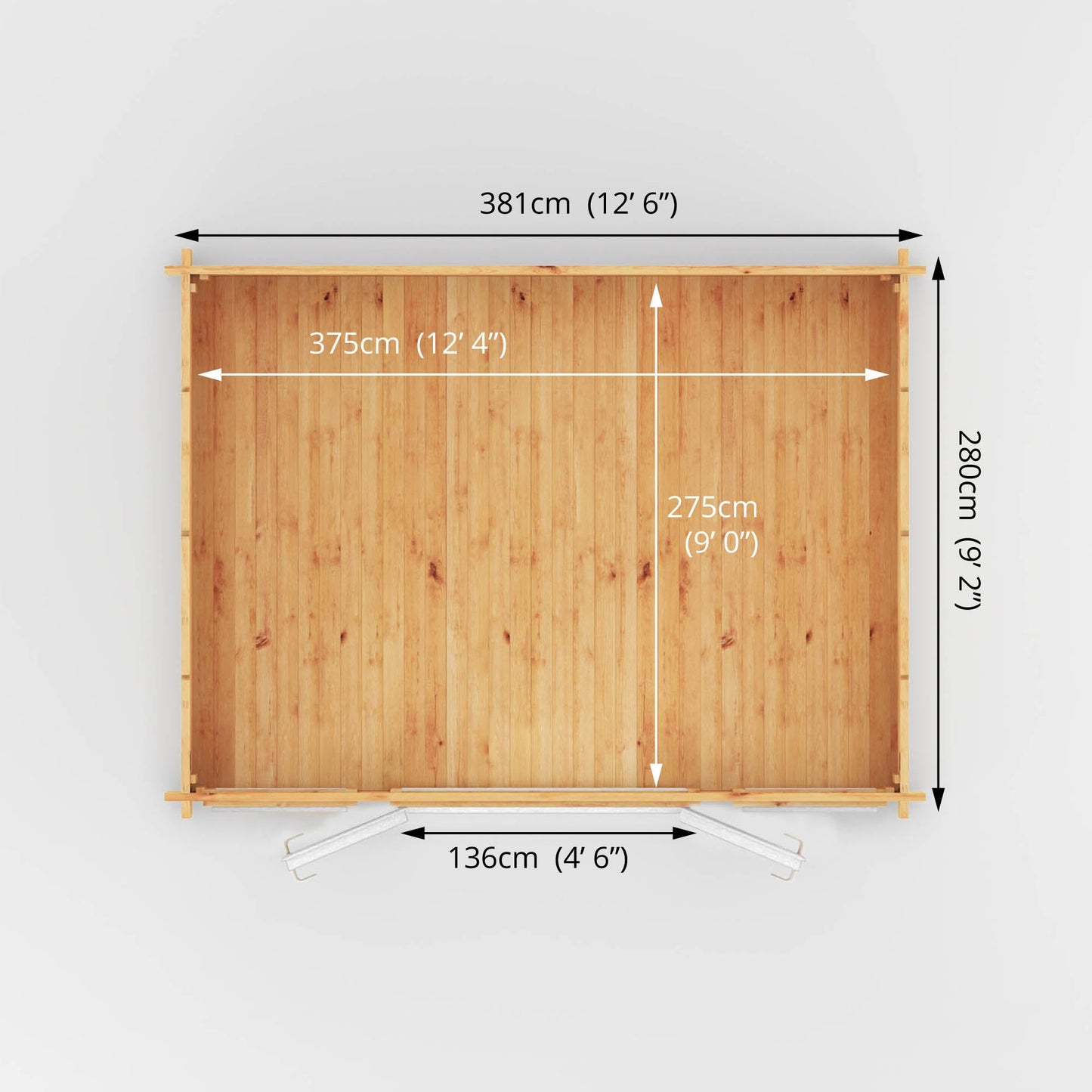 Mercia 4m x 3m Home Office Studio - 44mm  (UPVC Windows & Door) - White