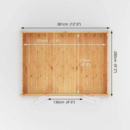 Mercia 4m x 3m Home Office Studio - 44mm  (UPVC Windows & Door) - White