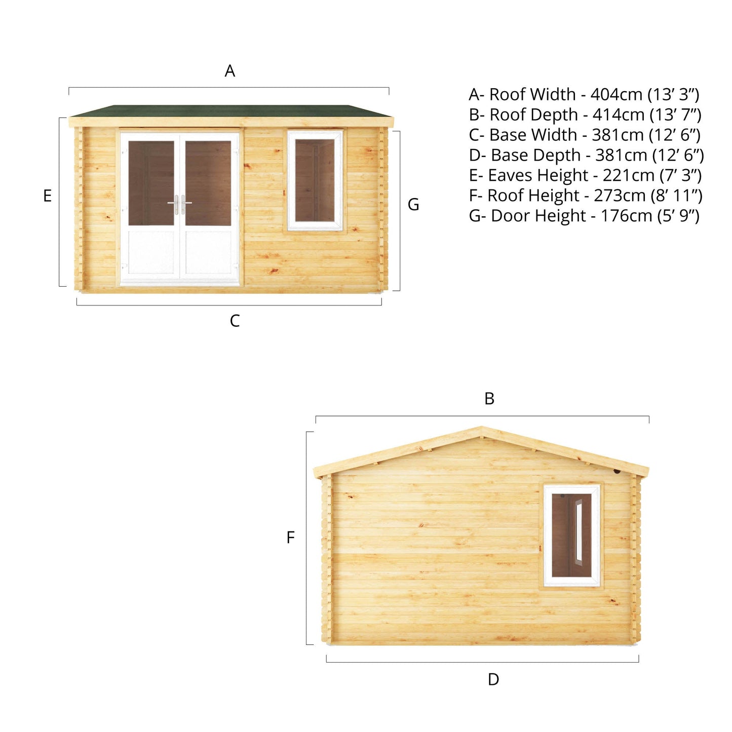 Mercia 4m x 4m Home Office Elite - 44mm (UPVC Windows & Door) - White
