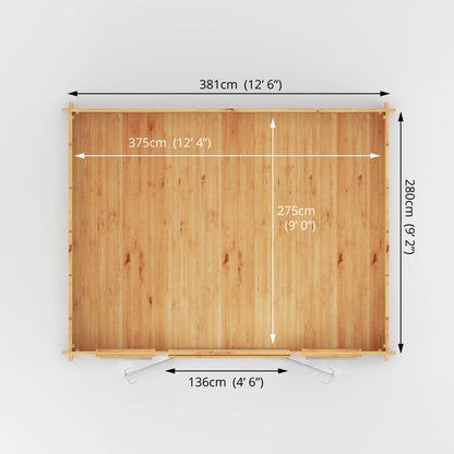 Mercia 4.5m x 3.5m Home Office Studio - 44mm (UPVC Windows & Door) - White