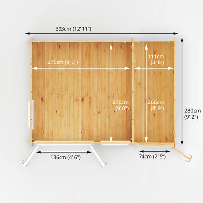 Mercia 4.1m x 3m Home Office Elite - 44mm (UPVC Windows & Door) - Oak