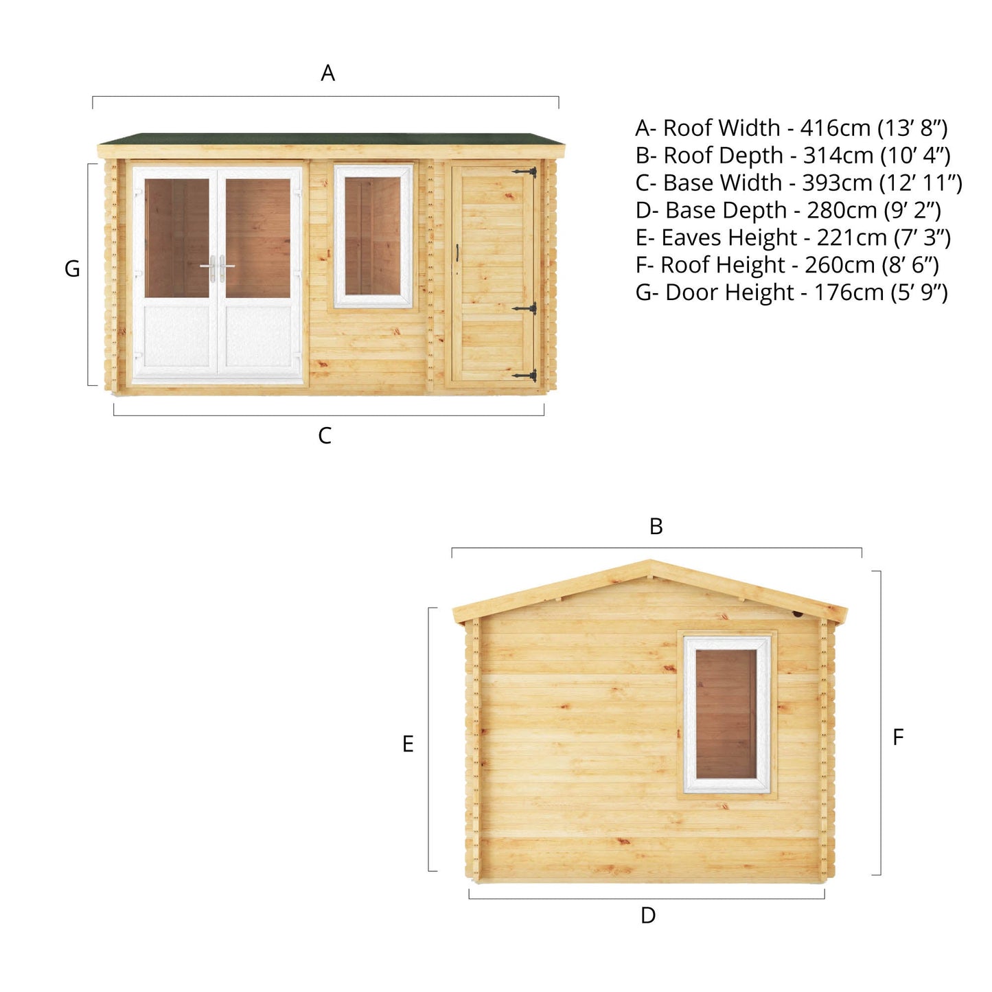 Mercia 4.1m x 3m Home Office Elite - 44mm (UPVC Windows & Door) - Oak