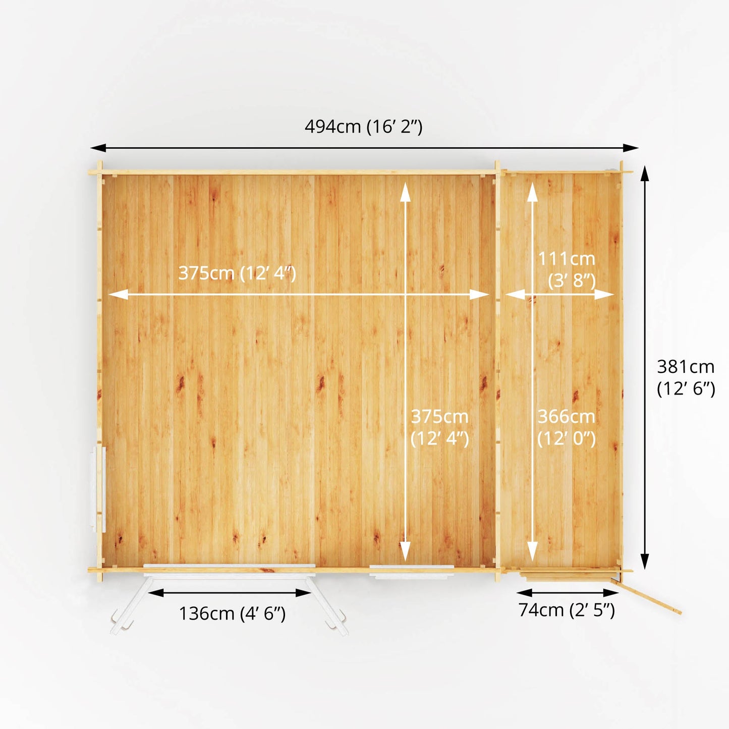 Mercia 5.1m x 4m Home Office Elite - 44mm (UPVC Windows & Door) - Oak