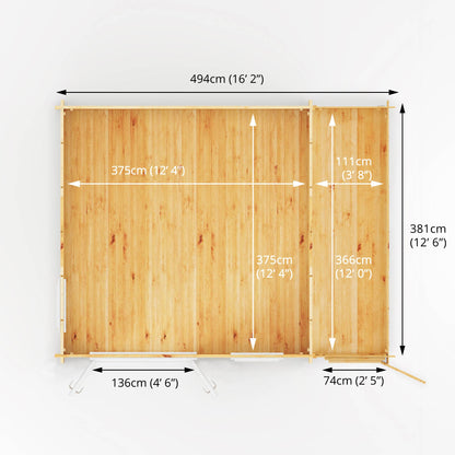 Mercia 5.1m x 4m Home Office Elite - 44mm (UPVC Windows & Door) - Oak