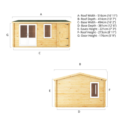 Mercia 5.1m x 4m Home Office Elite - 44mm (UPVC Windows & Door) - Oak