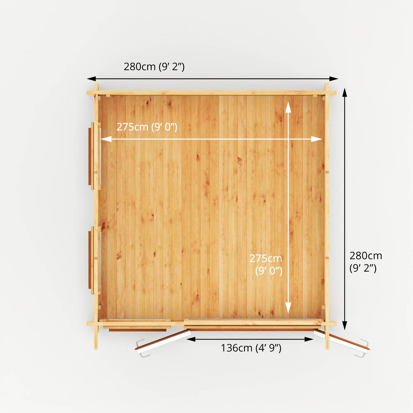 Mercia 3m x 3m Studio Pent Log Cabin - 44mm - (UPVC Windows & Doors) - Oak