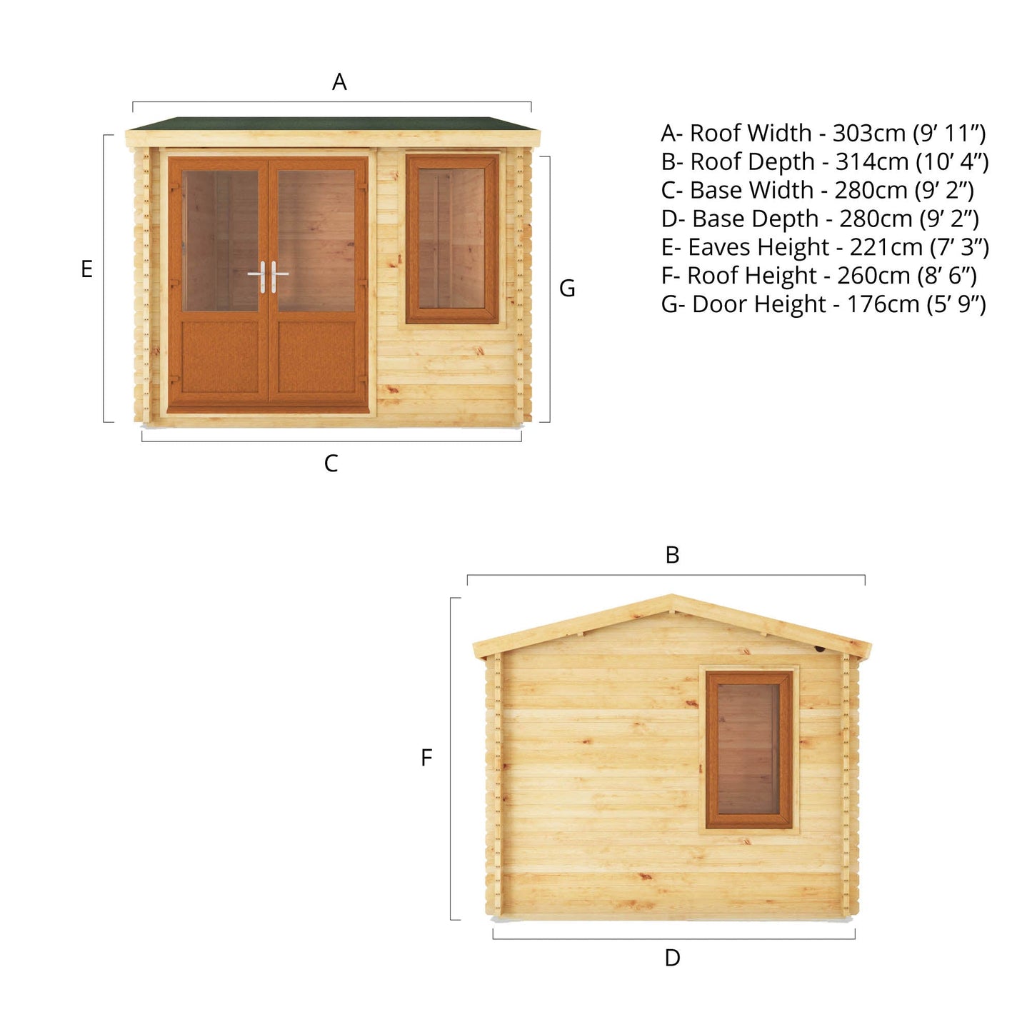 Mercia 3m x 3m Home Office Elite - 44mm (UPVC Windows & Door) - Oak