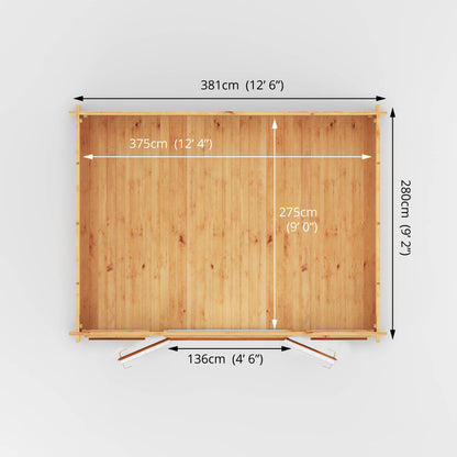 Mercia 4m x 3m Home Office Studio - 44mm  (UPVC Windows & Door) - Oak