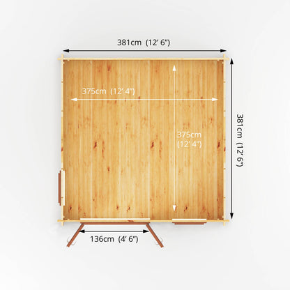 Mercia 4m x 4m Home Office Elite - 44mm (UPVC Windows & Door) - Oak