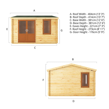 Mercia 4m x 4m Home Office Elite - 44mm (UPVC Windows & Door) - Oak
