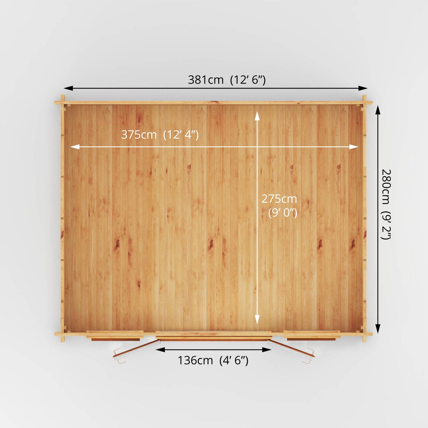 Mercia 4.5m x 3.5m Home Office Studio - 44mm  (UPVC Windows & Door) - Oak