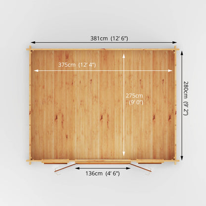 Mercia 4.5m x 3.5m Home Office Studio - 44mm  (UPVC Windows & Door) - Oak