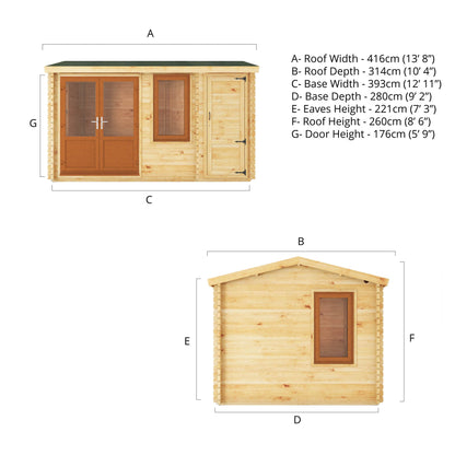 Mercia 4.1m x 3m Home Office Elite - 44mm (UPVC Windows & Door) - Grey