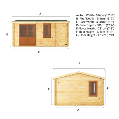 Mercia 5.1m x 4m Home Office Elite - 44mm (UPVC Windows & Door) - Grey