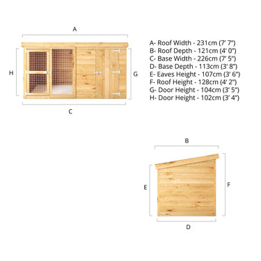 Mercia 8 x 4 Berkshire Dog Run & Kennel