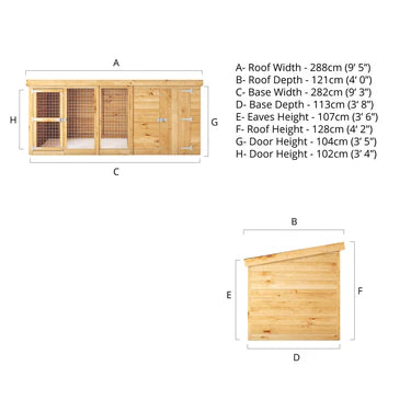 Mercia 10 x 4 Berkshire Dog Run & Kennel