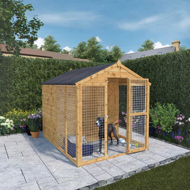 Mercia 8 x 6 Shiplap Apex Dog Kennel & Run