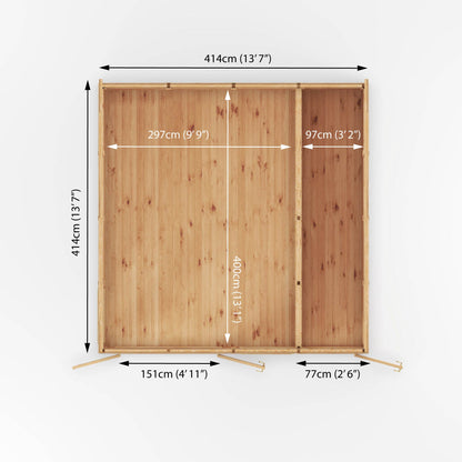 Mercia 4m x 4m(D) Insulated Garden Room with Side Shed