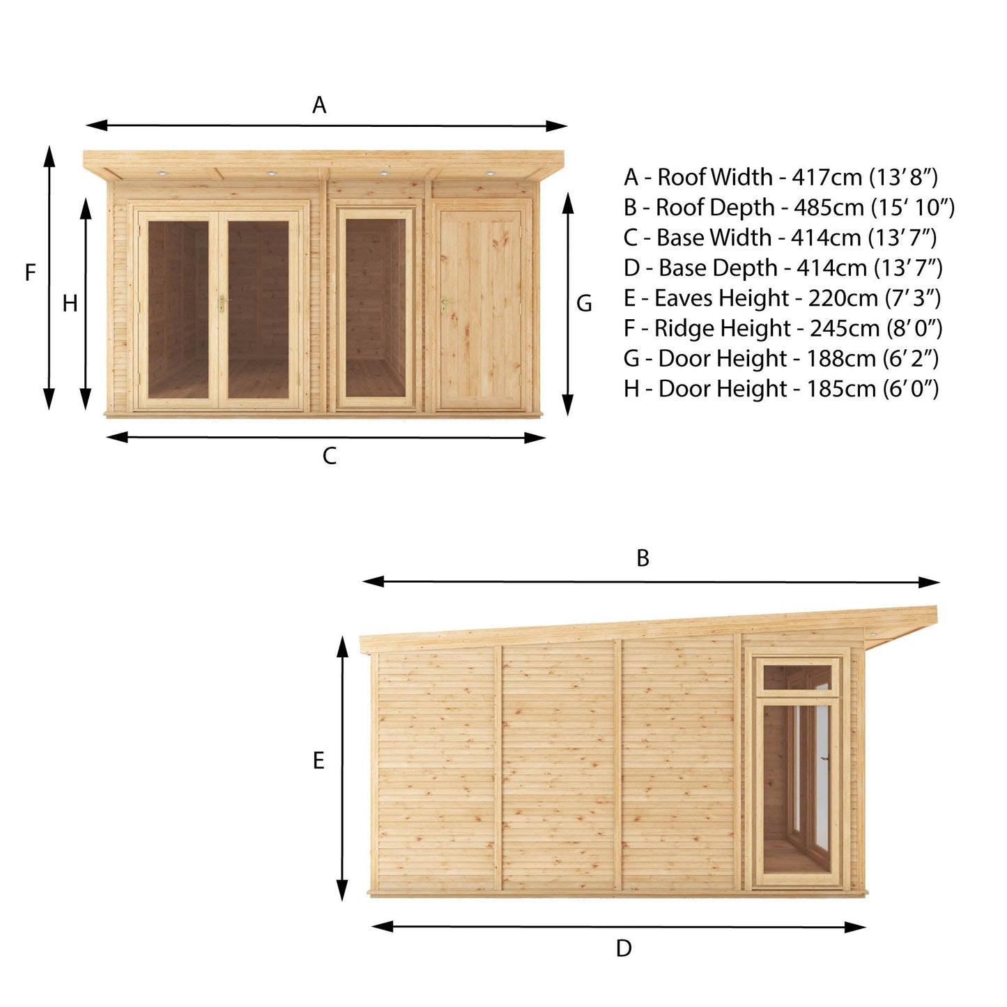 Mercia 4m x 4m(D) Insulated Garden Room with Side Shed